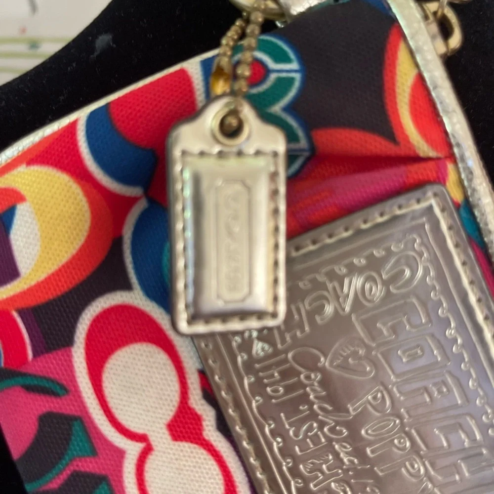 COACH - Mini Wristlet - Wallet- Vibrant Multicolor- Canvas - Picture 12 of 16